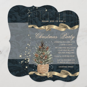 Pine Tree,Pine cones,Snow Christmas Party Invitation