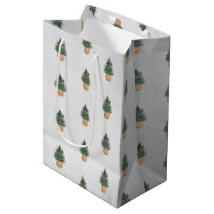 Pine Tree,Pine Cones,Snow Holiday  Medium Gift Bag