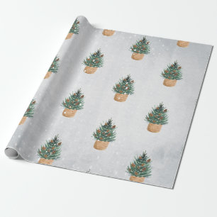 Pine Tree,Pine Cones,Snow Holiday  Wrapping Paper