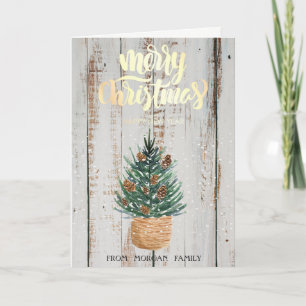 Pine Tree,Pine Cones,Snow Merry Christmas Holiday Card
