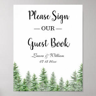 Pine Tree Please Sign Our Guestbook Wedding Sign