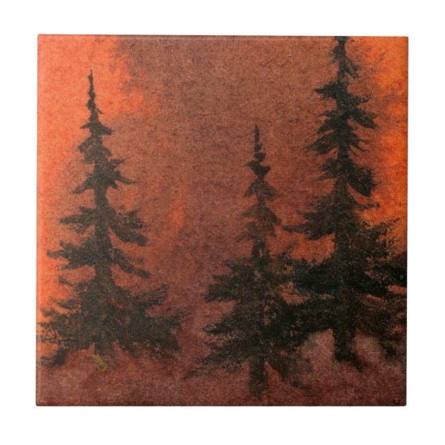Pine Tree  Red Dawn Tile (Front)