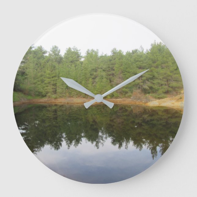 Pine Tree Reflection Lake Large Clock (Front)