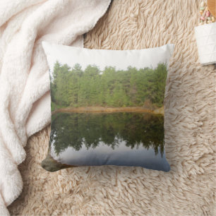 Pine Tree Reflection Lake Throw Pillow