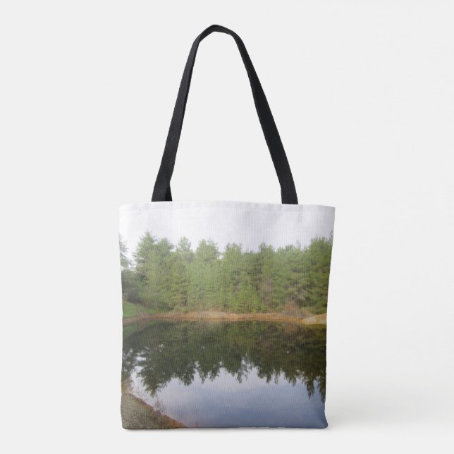 Pine Tree Reflection Lake Tote Bag (Back)
