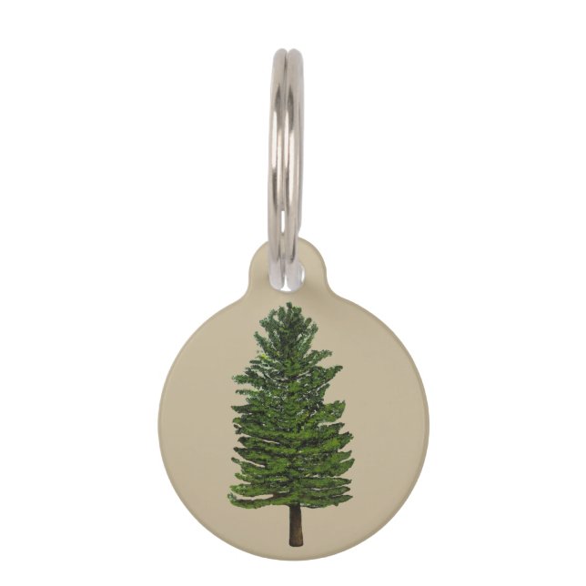 Pine Tree Round Pet Tag (Front)