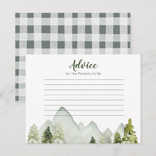 Pine Tree Rustic Adventure Baby Shower Advice Card (Front/Back)
