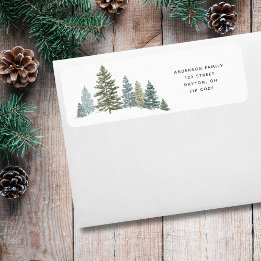 Pine Tree Rustic  Christmas Return Address 