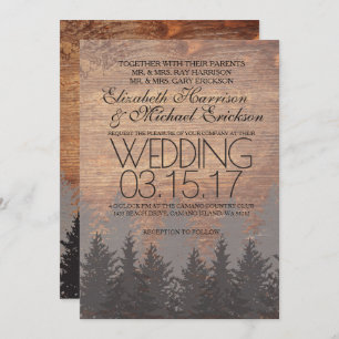 Pine Tree Rustic Faire-part de mariage