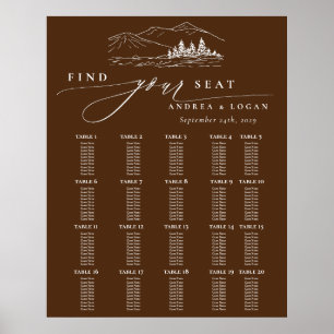 Pine Tree Rustic Mountains Wedding Seating Chart