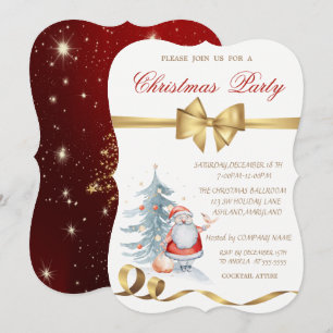 Pine Tree, Santa Claus Christmas  Invitation