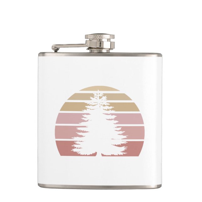 Pine Tree Silhouette Hip Flask (Front)