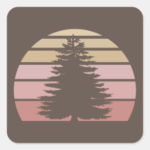 Pine Tree Silhouette Square Sticker