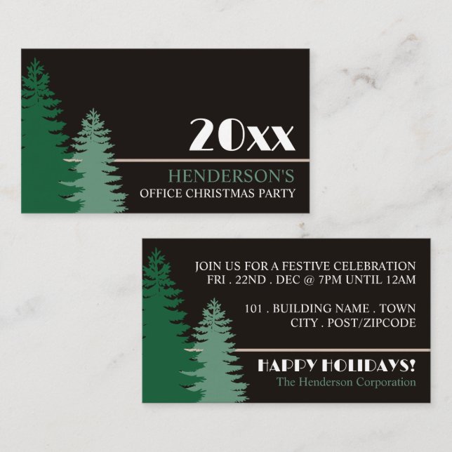 Pine Tree Silhouettes, Christmas Party Ticket Enclosure Card (Front/Back)