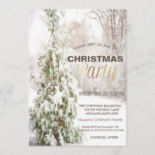Pine Tree Snow Corporate Christmas Party Invitation