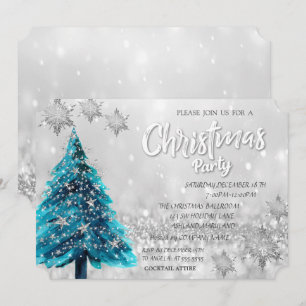 Pine Tree Stars Bokeh Corporate Christmas Party Invitation