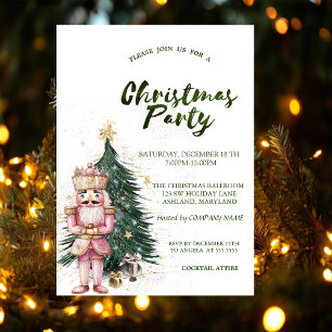 Pine Tree Stars Nutcracker Christmas Company Invitation