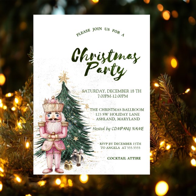  Pine Tree Stars Nutcracker Christmas Company Invitation (Creator Uploaded)
