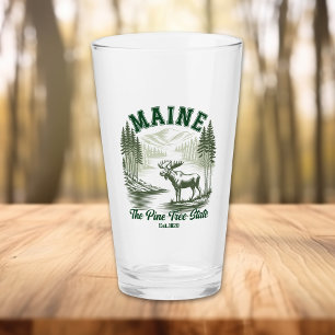 Pine Tree State Moose and River Artwork Glass
