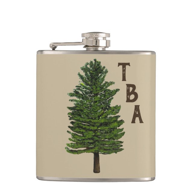 Pine Tree Vinyl Wrapped Flask (Front)