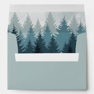 Pine Tree Watercolor Forest 5x7 Wedding Invitation Envelope