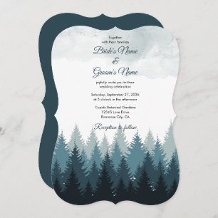 Pine Tree Watercolor Forest Rustic Wedding  Invitation