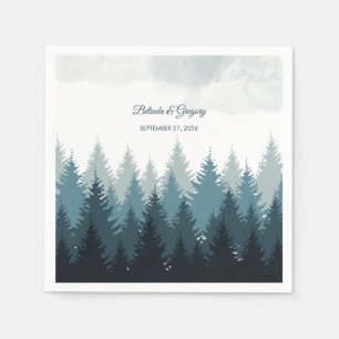 Pine Tree Watercolor Forest Rustic Wedding Napkin