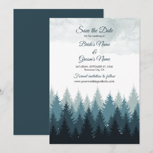 Pine Tree Watercolor Forest Rustic Wedding  Save The Date