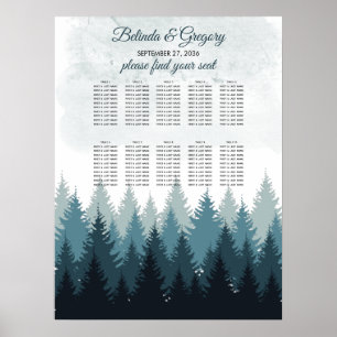 Pine Tree Watercolor Forest Wedding Seating Chart