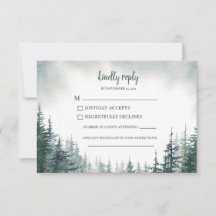 Pine Tree Wedding RSVP Reply Enclosure Card