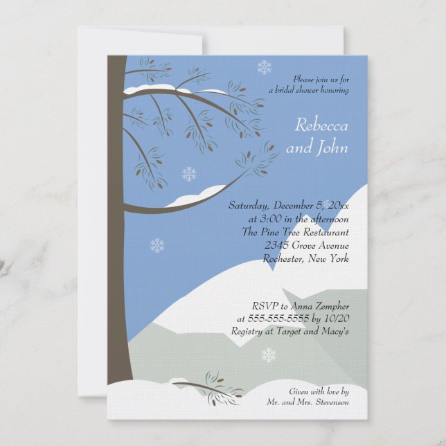Pine Tree Winter 5x7 Bridal Shower Invitation (Front)