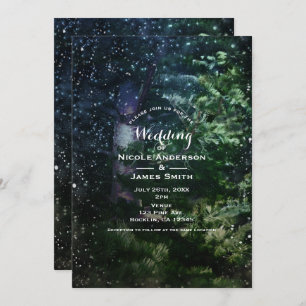 Pine Tree Winter Night Forêt Mariage Invitations