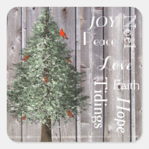Pine Tree With Cardinal Rustic Christmas