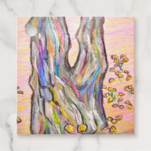 Pine Tree with Dandelions Favour Tags (Front)