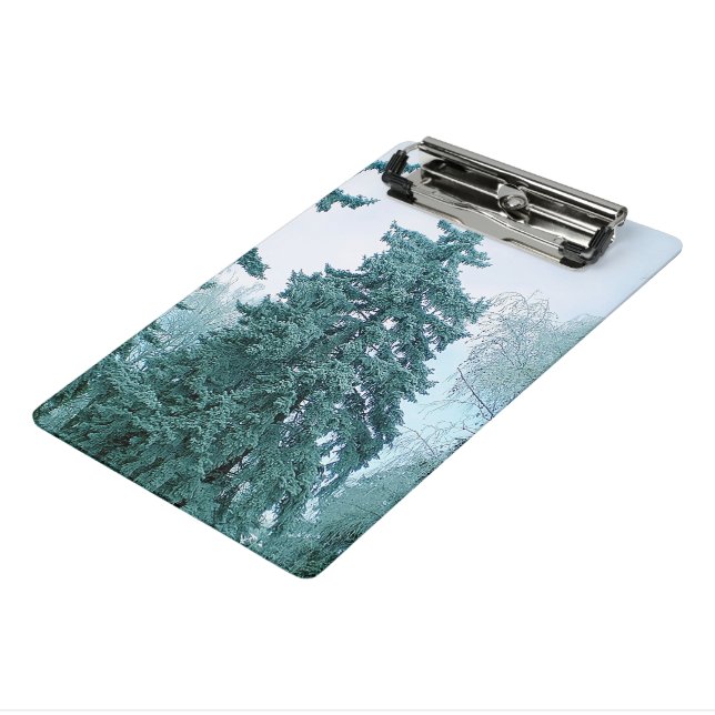 Pine tree with snow mini clipboard (Angled3)