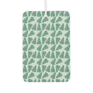 Pine Tree With Snowflakes Pattern Green White Air Freshener