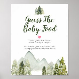 Pine Trees Adventure Mountain Guess the Baby Food Poster