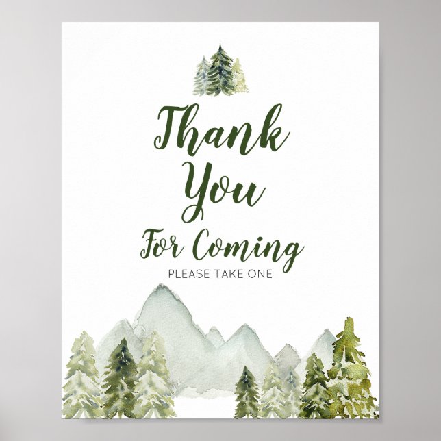 Pine Trees Adventure Mountain Thank you for coming Poster (Front)