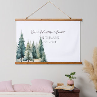 Pine Trees Alternative Wedding Guest Book  Hanging Tapestry