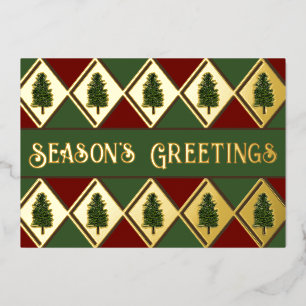 Pine Trees and Harlequin Foil Holiday Card