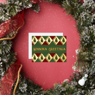 Pine Trees and Harlequin Foil Holiday Post Card