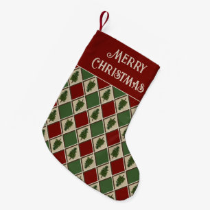 Pine Trees and Harlequin Holiday Stocking