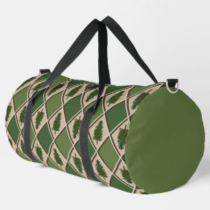 Pine Trees and Harlequin Large Duffel Bag