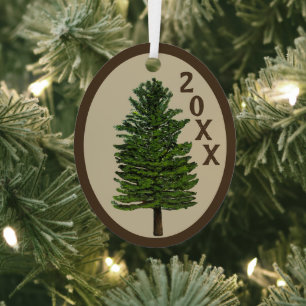 Pine Trees and Harlequin Oval Ornament