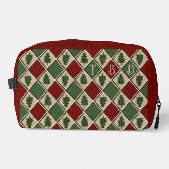 Pine Trees and Harlequin Toiletry Bag (Front)