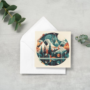 Pine trees and mountains, customizable