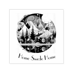 Pine Trees and Mountains, customizable Self-inking Stamp