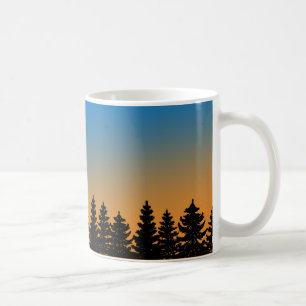 Pine Trees and Sunset Sky   Pine Forest   Coffee Mug