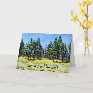 Pine Trees and Wildflowers Summer Season Art Card