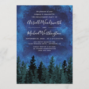 Pine Trees Aquarelle Engagement Parties Invitation
